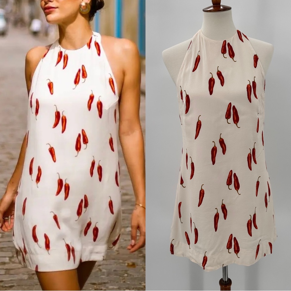 Reformation White and Red Mini Dress